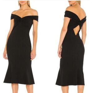 NEW Katie May Total Flirt Midi Dress Off the Shoulder Small Black
